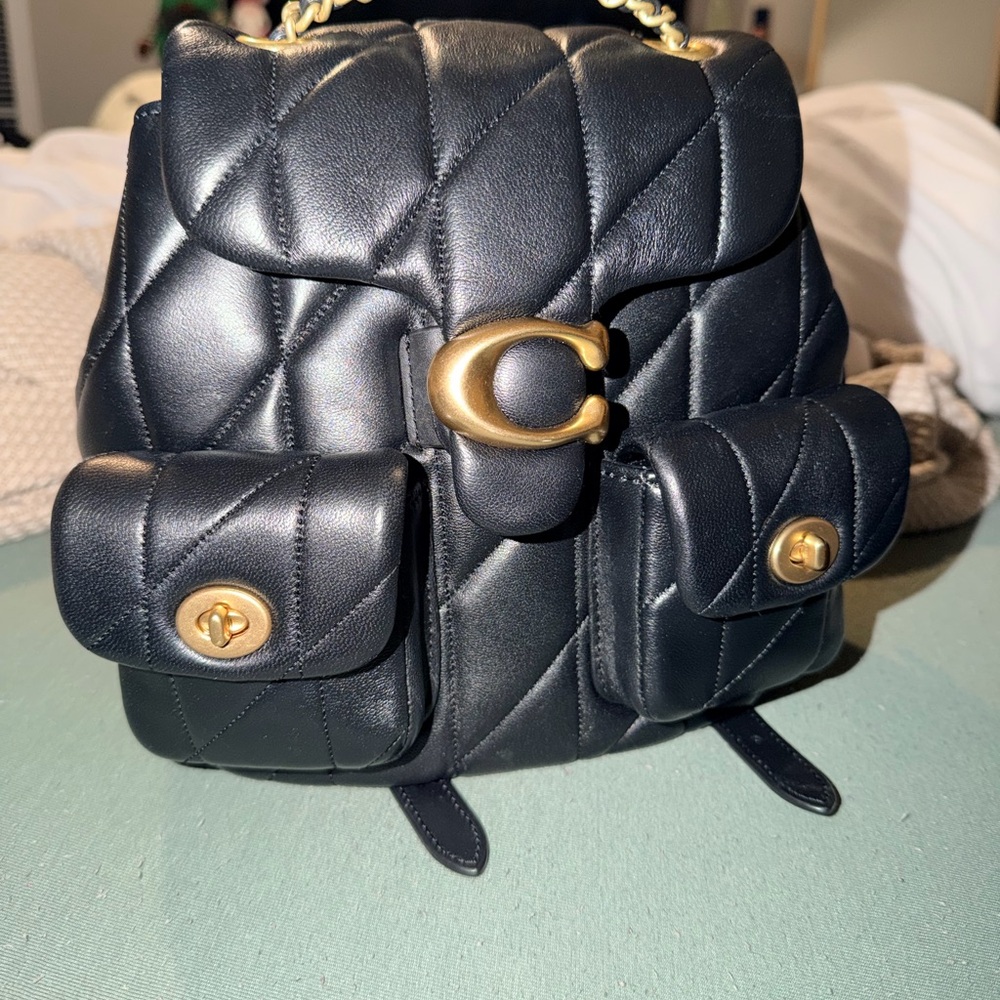 Coach Black Quilted Tabby Leather Backpack